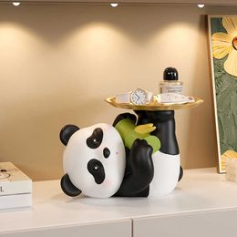 Decorative Objects Figurines Creative Panda Entry Entrance Key Storage Decoration Living Room TV Cabinet Home Wine Gifts H240517