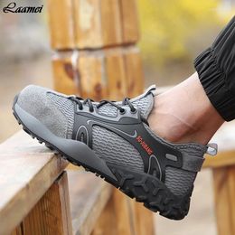 Fitness Shoes Breathable Safety Men Boots Anti-Smashing Construction Work Sneakers Lightweight Steel Toe Cap Boot 2024