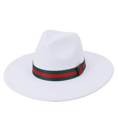 Wide Brim Hats White Men Women 95CM Big Wool Fedora Hat With Chain Ladies Jazz Bowler Felt Panama Sombrero CapWideWide5686613