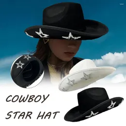 Berets Cowboy Hat Western Style Ladies Retro Trendy Five-pointed Party Dick Visor Accessories Dome Star H1A5