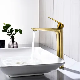 Bathroom Sink Faucets Stainless Steel Basin Faucet And Cold For Water Mixer Taps Deck Mounted Tap Single Handle Brushed Gold