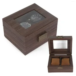 Watch Boxes Display Case Portable With Glass Top Wrist Storage Box For Men Women