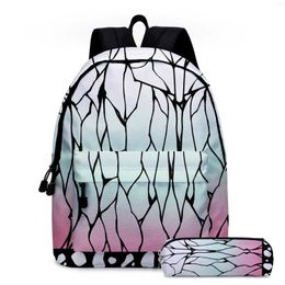 Backpack 2 Pcs Set Cartoon Women Polyester School Bags For Teenage Girls Kawaii Children Student Kids Book Bag Rucksack 2024