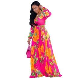 Floral Print Long Maxi Dress Women Summer 2019 Boho Beach Dress Long Sleeve Evening Party Dress Tunic Vestidos Plus Size XXL9540418