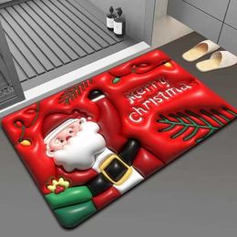 Carpets Diatom mud floor mat New Years celebration Santa Claus new bathroom and home absorbent non slip foot H240517