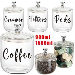 Storage Bottles Coffee Bar Cansister Organzier Pods Philtres Creamer Box With Lids Airtight Kitchen Food Container