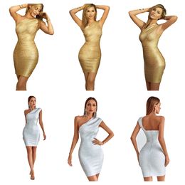 goth summer dresses for women party Festival Mini Dresses One Shoulder Pencil Dresses Gold Silver L skirts for womens party dress women clothing skirts sexy cocktail
