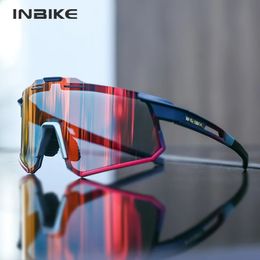 INBIKE Pochromic Cycling Sunglasses Professional Road Bike Riding Glasses for Men Bicycle Windproof Sand Goggles Bike Eyewear 240508