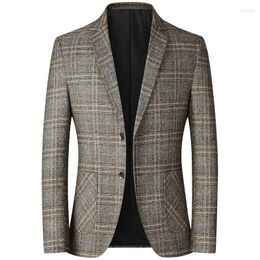 Men's Suits Men Plaid Blazers Jackets Business Casual Coats High Quality Male Slim Fit Spring Thin 4