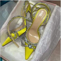 2024 Bow Spring tie Crystal Thin high heeled Bandage Sandals Women Summer Gladiators Shoes sa 3efd