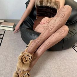 Women Socks Retro Rose Jacquard Women's Pantyhose Hollow Out Small Mesh Tie Sexy Fishnet Stockings Thin Anti-Hook Lolita Tights