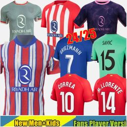 24 25 MEMPHIS soccer jerseys 2024 2025 home away M. LLORENTE Correa camiseta football shirts men kids GRIEZMANN R. CARRASCO DE PAUL Atletico MadridS 120th Anniversarys