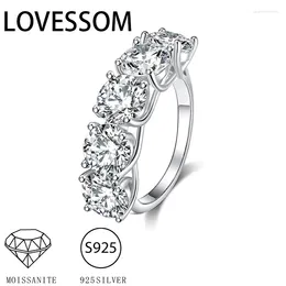 Cluster Rings 925 Sterling Silver 2.5-5 Moissanite Diamond 5 Pcs Half Row Luxury Ring Trend Fashion Men Ladies Birthday Gift Wedding