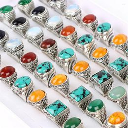 Cluster Rings 20Pcs/Lot Fashion Vintage Antique Natural Stone Jewellery Gifts For Women Men Wedding Birthday Party