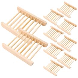 10 Pcs Soap Dish Bathroom Large No Punching Drain Storage Rack 10pcs Holders Tray Container Sink Cases Shower Wooden Draining 240518