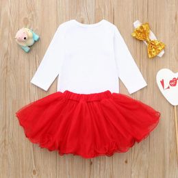 Clothing Sets Born Infant Baby Girl Letter Romper Tutu Tulle Skirt Valentine Outfits Set Teen Crop Tops