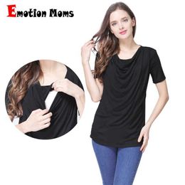 Maternity Tops Tees Nursing Tees Modal Short Sleeve Maternity Clothes Summer Maternity T-shirt Breastfeeding Tops for Pregnant Women Tops H240518