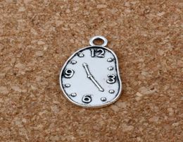 200Pcslot Antique Silver Alloy Clock charm Pendant For Jewelry Making Bracelet necklace Findings 13 22mm A2032402732