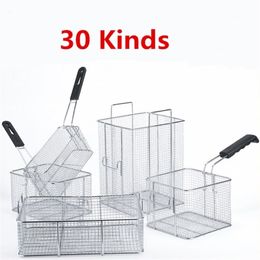 30 kinds Stainless steel fryer screen French fries frame square filter net encrypt colander strainers shaped Frying mesh basket T200323 279H