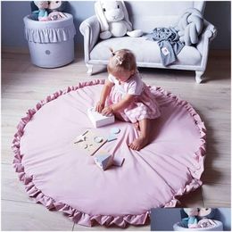 Carpets Toddler Kids Cling Blanket Round Carpet Rug Toys Mat Cotton Children Room Decor P O Props Cartoon Animals Baby Play Pad Drop Dhbuu