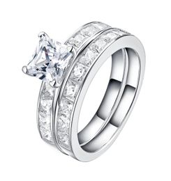 Princess Stone Female Ring Set Fashion 925 Silver Bridal Wedding Rings For Women Promise 2019 new3819243