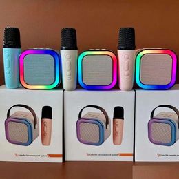 Portable Speakers K12 Bluetooth Speaker Karaoke Hine With 2 Microphones Rgb Ambient Lighting Singing Home Child Gift Support Sd Card T Oteil