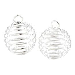 100Pcs DIY Silver Spiral Bead Cages Pendants Jewelry Findings Handmade Components Jewelry Making Charms 15X14MM 25X20MM 30X25MM 2286