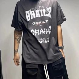 Yao88 Loose Simple Letters Print Streetwear GRAILZ Aesthetic Harajuku Y2k Clothing T Shirt For Men Tops Tee Baggy Unisex 240508