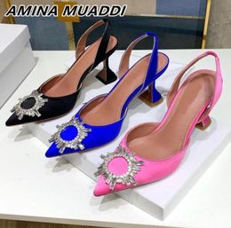 Luxury Designer sandals high heeled shoes Amina muaddi Begum bow Crystal-Embellished buckle pointed toesl sandal summer footwear 10cm Dinner dress shoes8793074