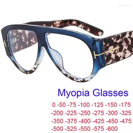 Sunglasses Oversized Pilot Myopia Glasses Clear Vision Blue Light Filter Computer Goggles T Rivets Graduation Eyeglasses Women Men UV400