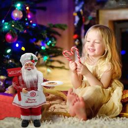 Decorative Figurines Resin Santa Claus Statues Holding Snack Tray Christmas Figurine With Treats Holder Cake Dessert Stand Fruit Plate For