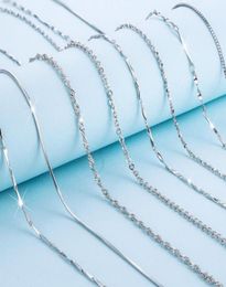 Real 925 Sterling Silber Kette Halskette Wasserwellbox Linkkette für Frau 45 cm 0,7 0,8 mm DIY-Schmuck 18 Zoll 3094624