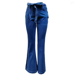 Women's Jeans Stylish Flared Pants Buttons Breathable Women Wide Leg Flare Denim