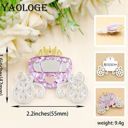 Brooches YAOLOGE 2024 European American Fashion Pink Pumpkin Car Montage Crown Brooch Cute Acrylic Jewellery Handmade Gift