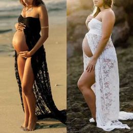 Maternity Dresses Women Photography Props Sexy Maternity Dress Sleeveless Strapless Lace Maxi Maternity Gown Pregnant Dresses for Photo Shoot H240518