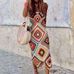 Cover Up Beach Long Colourful Swimsuit Handmade Summer Crochet wear Bathing Suit s Dress 2107224790007