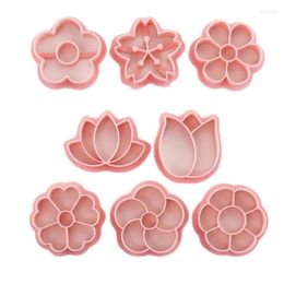 Baking Moulds Pack Of 8 Cookie Molds Flower Shaped Cutters Easy To Use Tools T21C
