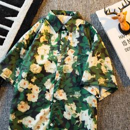 Men's Casual Shirts Floral Shirt Summer Japanese High-end Fashion Trend Oversize Couple Vacation Beach For Men