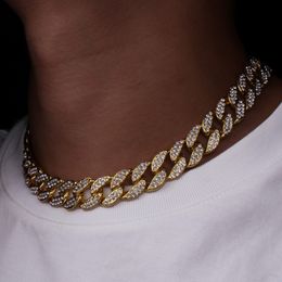 Mens Iced Out Chains Necklace Fashion Hip Hop Jewellery Rose Gold Silver Miami Cuban Link Chain Necklaces 341U