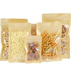 Storage Bags 1000Pcs One Side Clear Kraft Paper Bag Self Seal Dried Fruits Coffee Beans Chocolate Recyclable Package Whole5790919