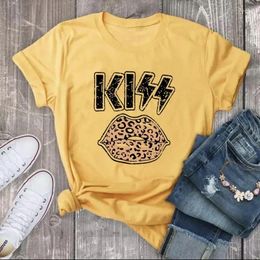 Women's T Shirts Women 2024 Summer Cotton Crewneck Short Sleeve Colour Printing Tees Female Casual Loose Higt Street Top