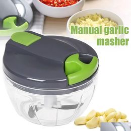 Fruit & Vegetable Tools 520Ml Manual Food Chopper Hand Pl String Cutter Onions Garlic Portable Mincer For Ginger Fruits Drop Delivery Dh4Va