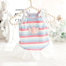 Dog Apparel Pink Green Colors S-xxl Size Cool Clothes For Spring And Summer Two Feet Pet Striped Printed Dress Cotton Dogs