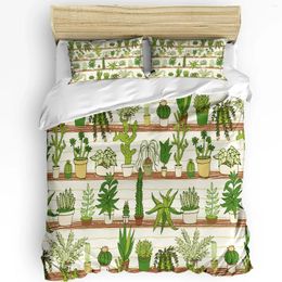 Bedding Sets Flowerpot Cactus Flowers Green Leaves Plant Duvet Cover Bed Set Home Quilt Pillowcases No Sheet