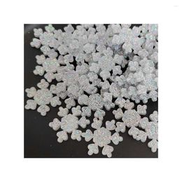 Decorative Flowers 16/23mm Christmas Snowflakes White Resin Glitter Flatback Cabochon Hair Rope Phone Case DIY Scrapbooking Embellishments