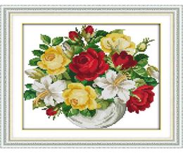 The vase Cross Stitch Kits 11CT Printed Fabric 14CT Canvas DMC Counted Chinese Crossstitch set Embroidery Needlework271p1982221