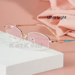 Sunglasses Frames KatKani Ladies Half Frame Alloy Optical Prescription Eyeglasses Ultralight High Quality Durable Myopia Hyperopia 3512X