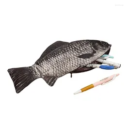 Carp Pen Bag Organizer Realistic Fish Shape Pouch Pencil Case With Zipper Makeup Funny Handbag Stationery School Supplies