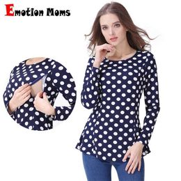Maternity Tops Tees Emotion Moms Long Sleeve Maternity Clothes Nursing Tops Breastfeeding Clothing For Pregnant Women Nursing Shirts Maternity Tops Y240518