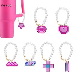 Beaded Pink Battery Pearl Chain With Charm Accessories For Cup Handle Tumbler Charms Shaped Personalized Drop Delivery Otxy2 Otefi